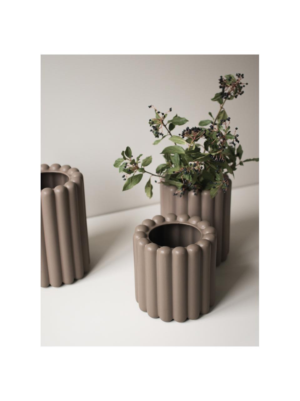 Cache-pot Mist, larg. 19 cm, Céramique, Taupe, mat, Ø 19 x haut. 19 cm