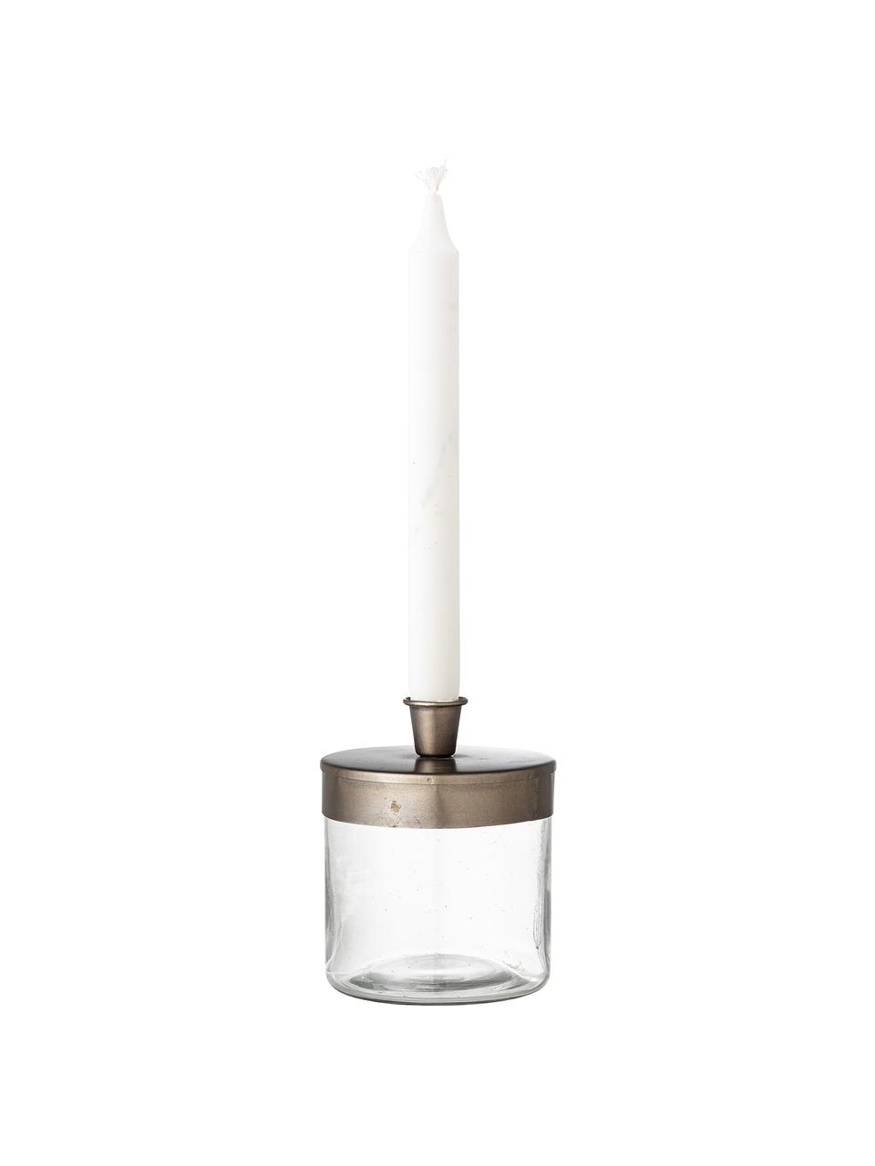 Kerzenhalter Juvena aus Glas, Glas, Metall, Transparent, Braun, Ø 10 x H 13 cm