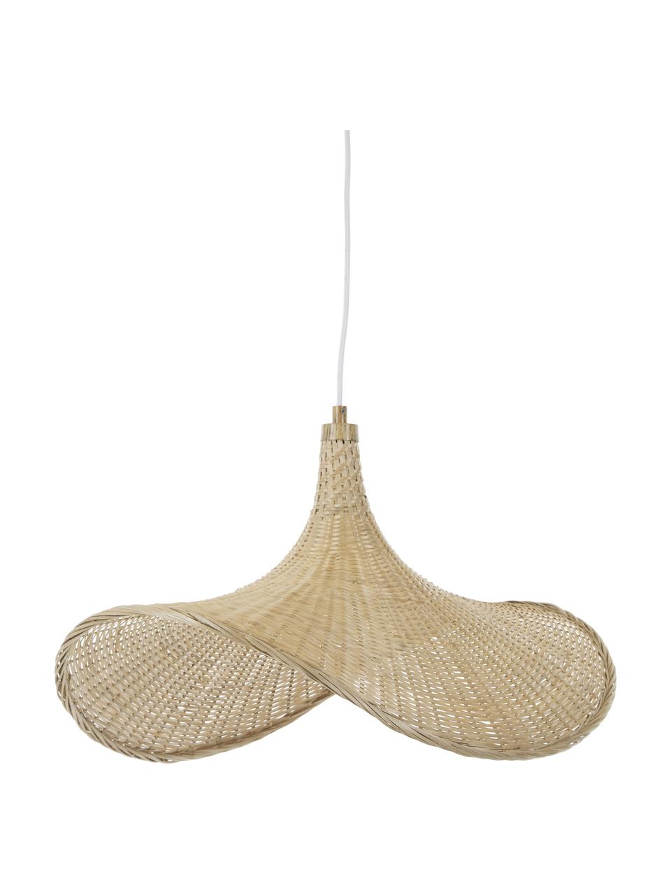 Ovale hanglamp Bahar van bamboe, Lampenkap: bamboe, Baldakijn: metaal, Bamboe, B 53 x H 28 cm