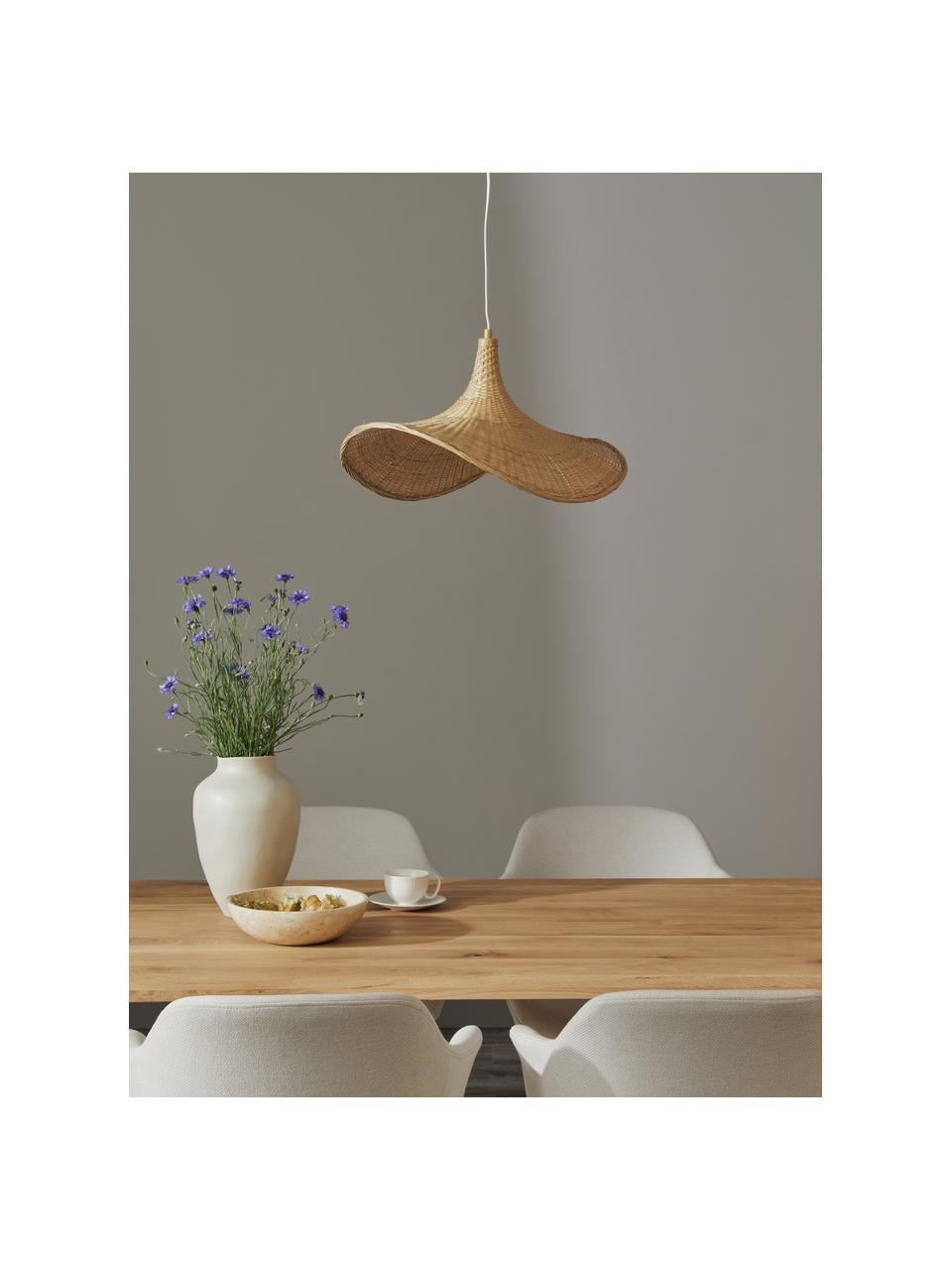 Owalna lampa wisząca z drewna bambusowego Becky, Drewno bambusowe, S 53 x W 28 cm