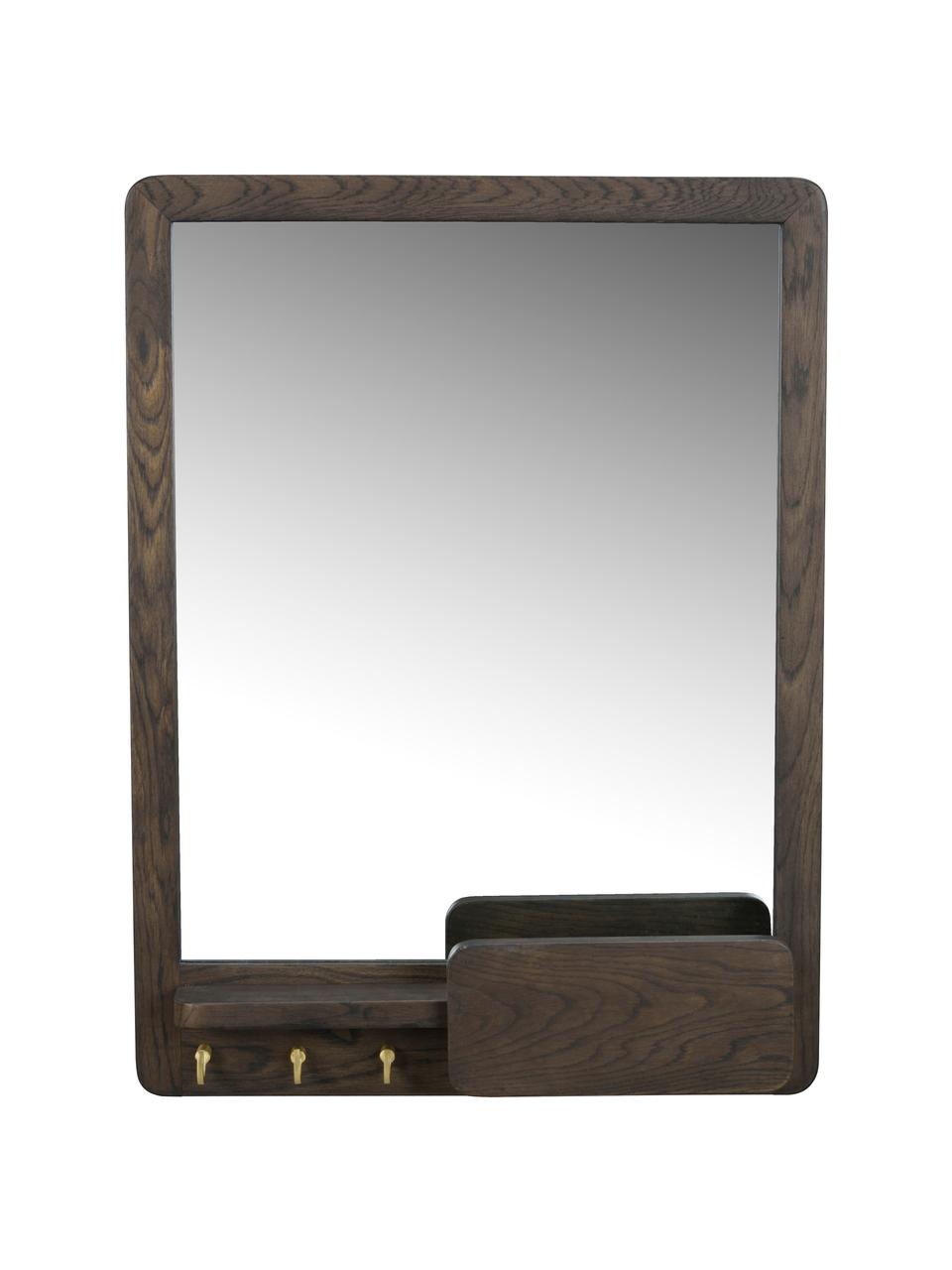 Lustro ścienne z półką z drewna dębowego Inverness, Drewno dębowe, S 45 x W 60 cm