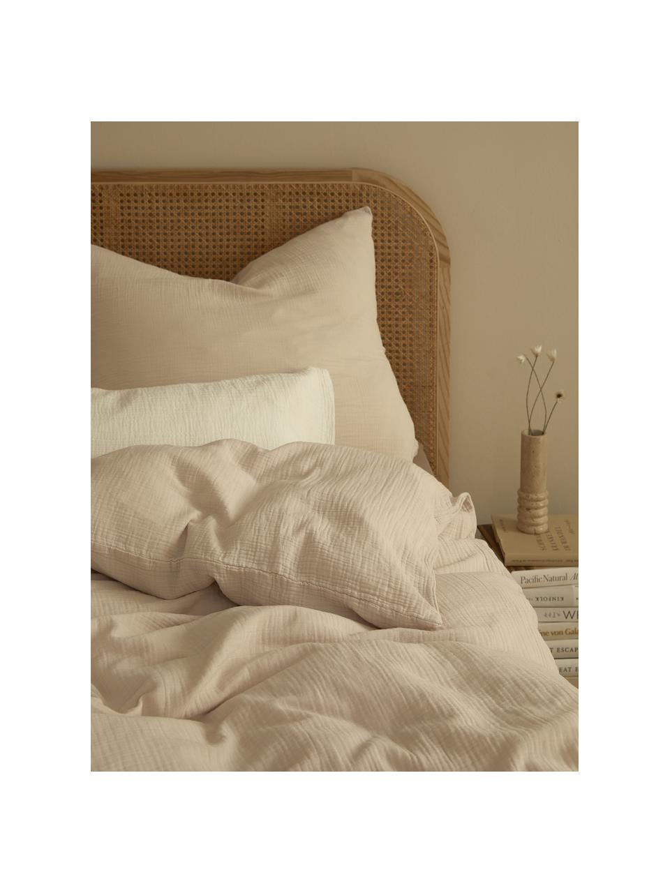 Musselin-Bettdeckenbezug Odile in Beige, Weeftechniek: mousseline Draaddichtheid, Beige, B 240 x L 220 cm