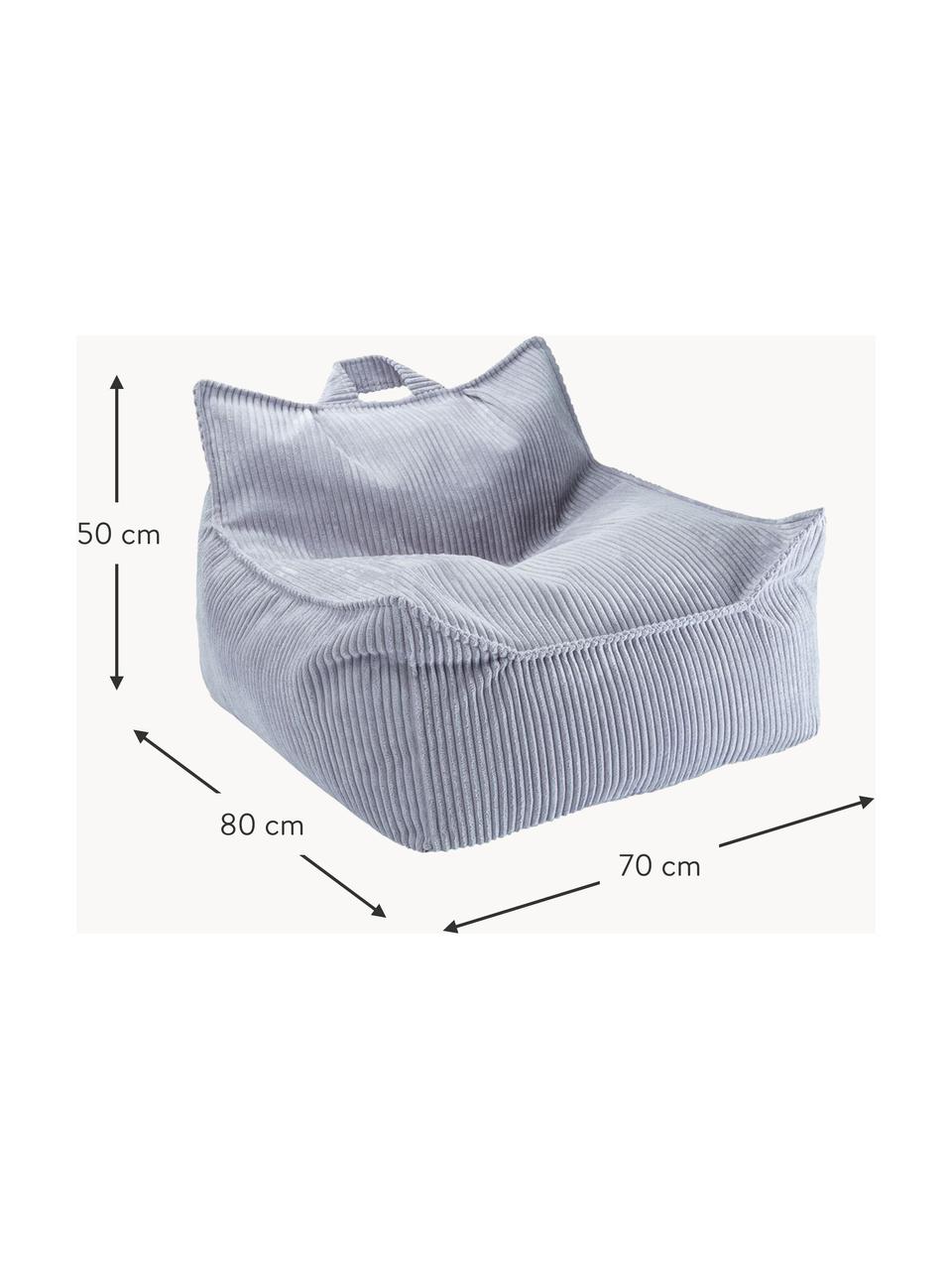 Pouf a sacco per bambini in velluto a coste Sugar, Rivestimento: velluto a coste (100% pol, Interno: 100% fibra non tessuta, Velluto a coste lavanda, Larg. 70 x Prof. 80 cm