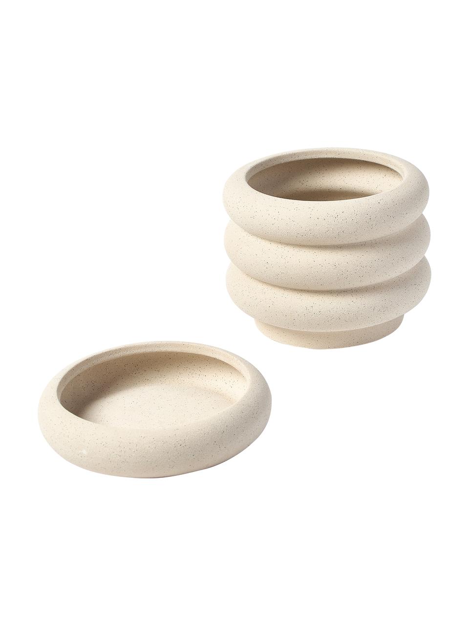 Cache-pot en grès Rudi, Grès cérame, Beige, Ø 19 x haut. 16 cm