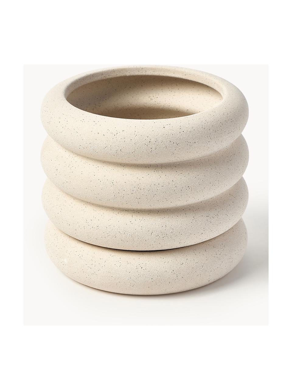 Cache-pot en grès Rudi, haut. 16 cm, Grès cérame, Blanc crème, mat, Ø 19 x haut. 16 cm