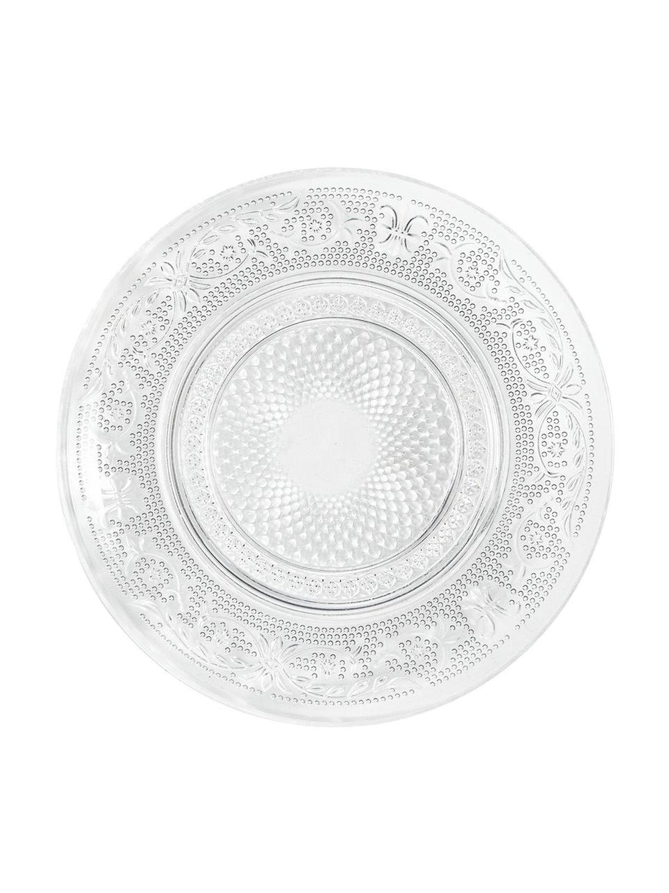 Platos pan de vidrio con relieve Imperial, 6 uds., Vidrio, Transparente, Ø 15 cm