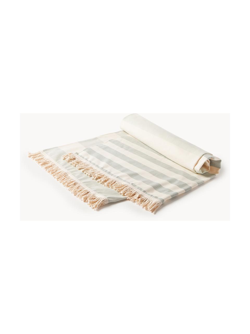 Serviette de hammam rayée avec franges Priya, Coton,
Grammage très léger, 210 g/m²

Le matériau est certifié STANDARD 100 OEKO-TEX®, 3883CIT, CITEVE, Tons verts, beige, larg. 100 x long. 180 cm