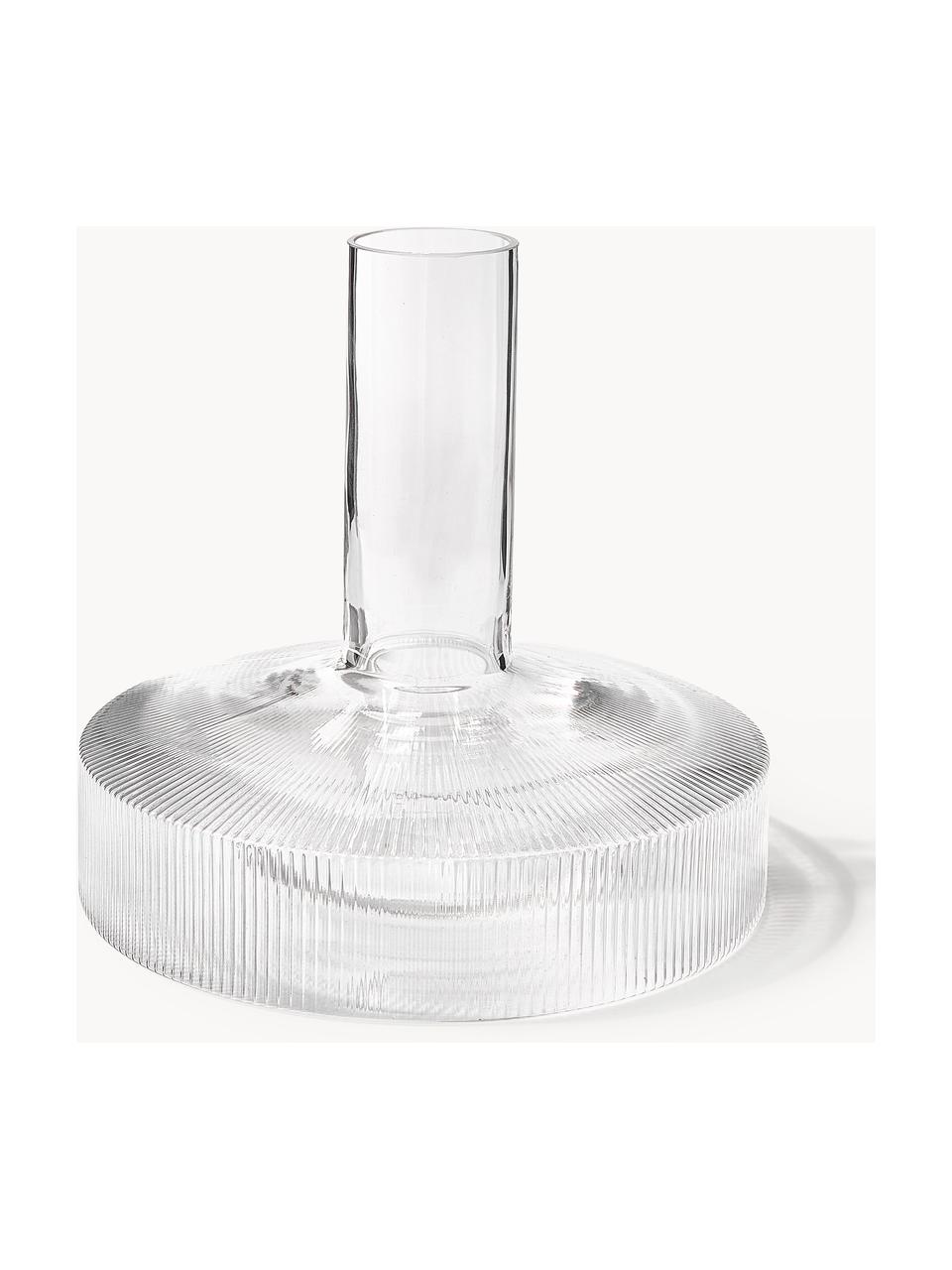 Decanter in vetro soffiato millerighe Ripple, 1,1 L, Vetro soffiato, Trasparente lucido, 1,1 L