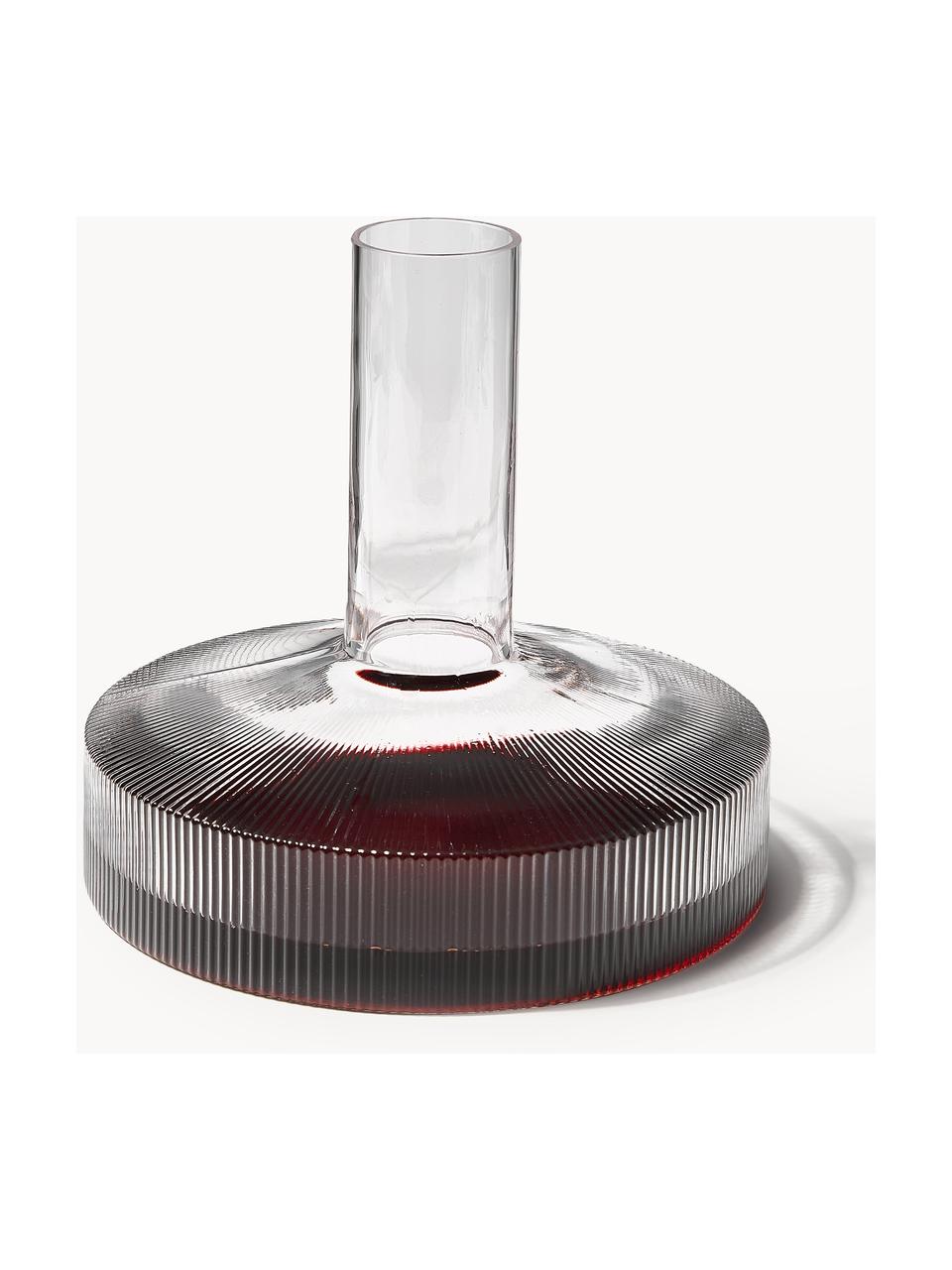 Decanter in vetro soffiato millerighe Ripple, 1,1 L, Vetro soffiato, Trasparente lucido, 1,1 L