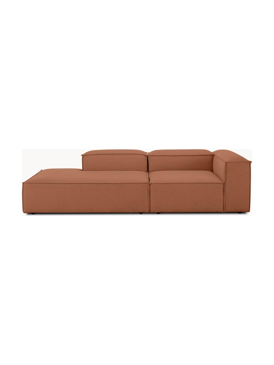 Chaise longue componibile Lennon, Rivestimento: 100% poliestere Con 115.0, Struttura: legno di pino massiccio, , Piedini: plastica, Tessuto color torrone, Larg. 269 x Prof. 119 cm, schienale a destra