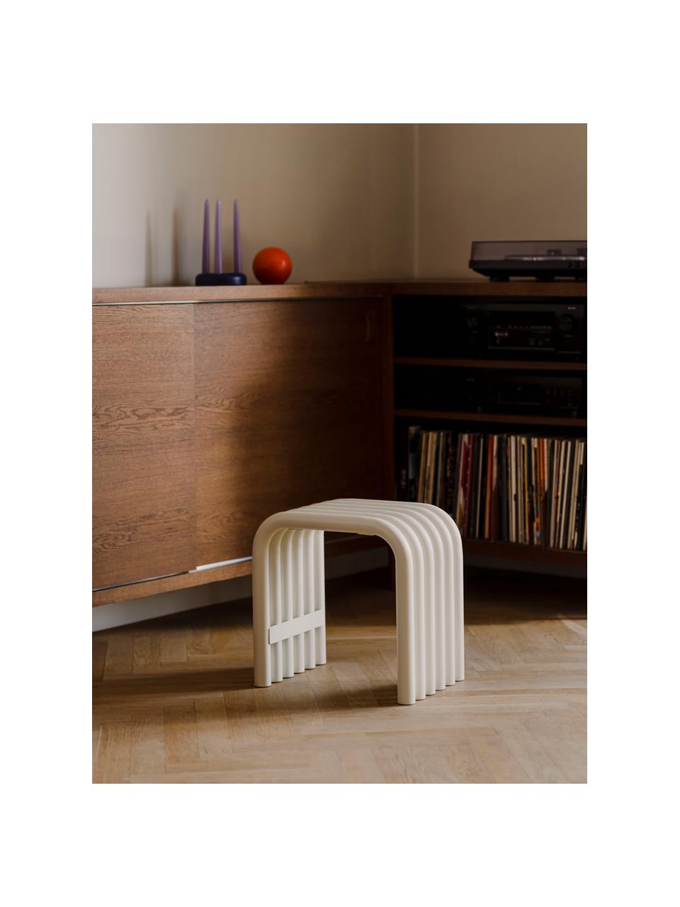 Tabouret Nokk, Acier, revêtement par poudre, Blanc crème, larg. 43 x haut. 43 cm