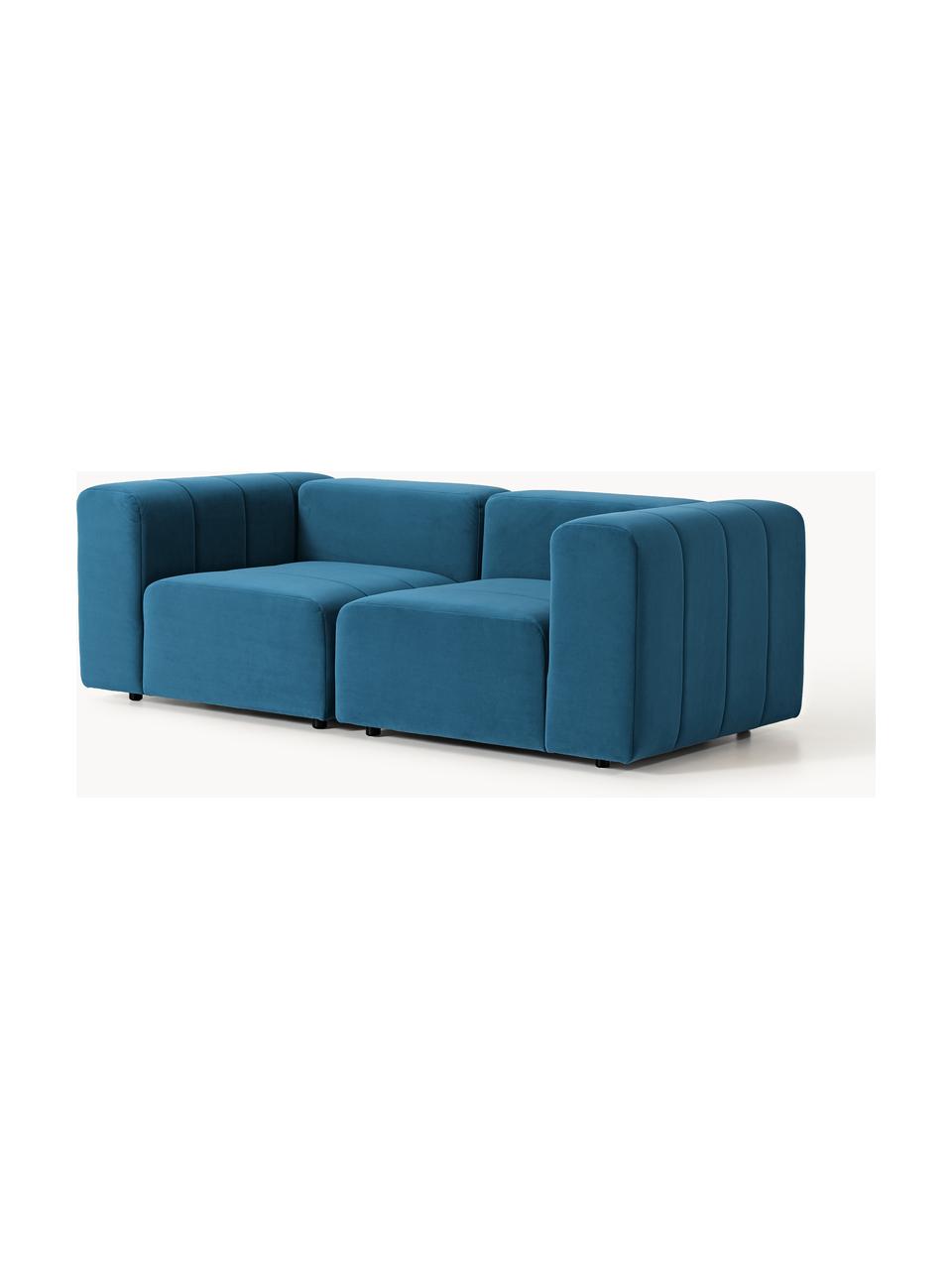 Modulares Samt-Sofa Lena (3-Sitzer), Bezug: Samt (100 % Polyester) De, Gestell: Buchenholz, Spanplatte, H, Samt Petrol, B 211 x T 106 cm