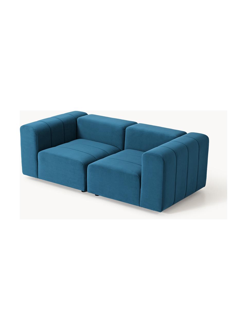 Modulares Samt-Sofa Lena (3-Sitzer), Bezug: Samt (100 % Polyester) De, Gestell: Buchenholz, Spanplatte, H, Samt Petrol, B 211 x T 106 cm