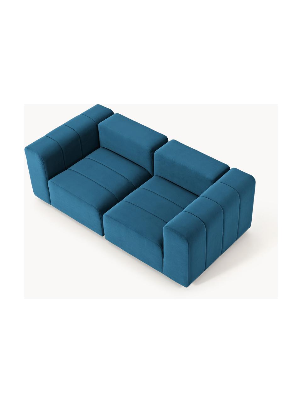 Modulares Samt-Sofa Lena (3-Sitzer), Bezug: Samt (100 % Polyester) De, Gestell: Buchenholz, Spanplatte, H, Samt Petrol, B 211 x T 106 cm