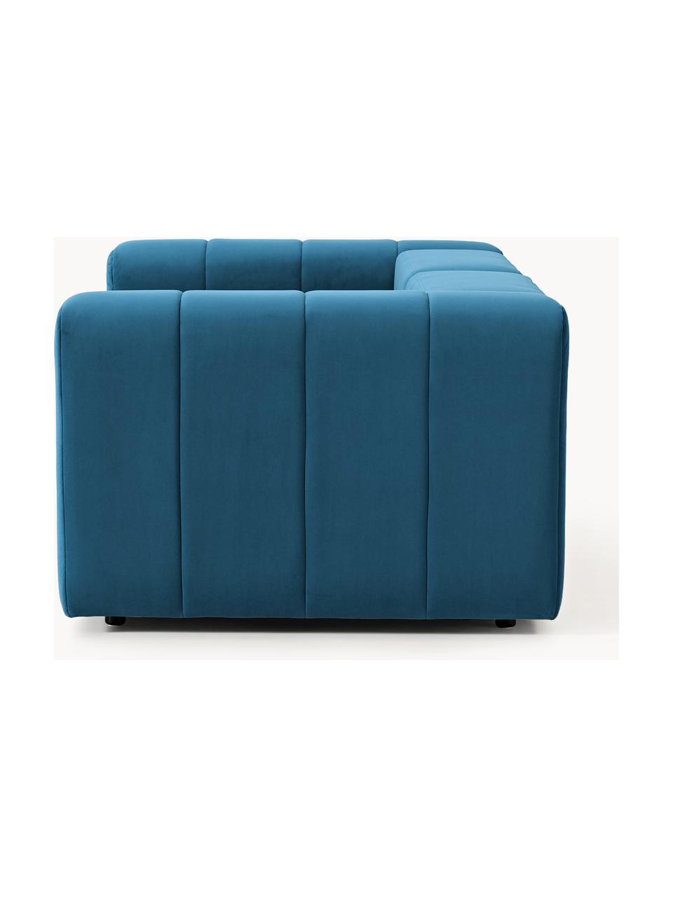 Modulares Samt-Sofa Lena (3-Sitzer), Bezug: Samt (100 % Polyester) De, Gestell: Buchenholz, Spanplatte, H, Füße: Kunststoff, Samt Petrol, B 211 x T 106 cm