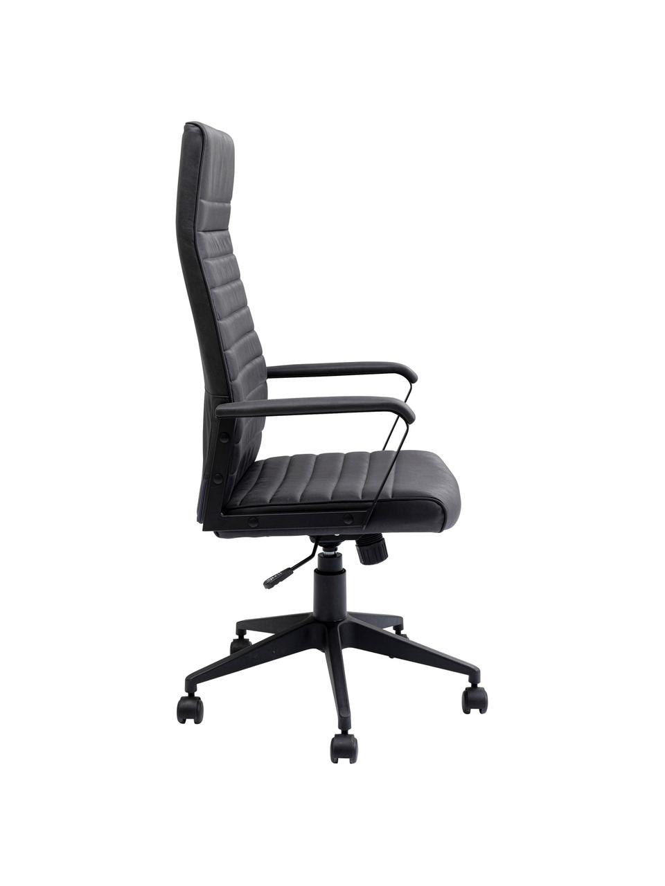 Krzesło biurowe ze sztucznej skóry Labora, obrotowe, Tapicerka: sztuczna skóra, Czarny, S 58 x W 128 cm