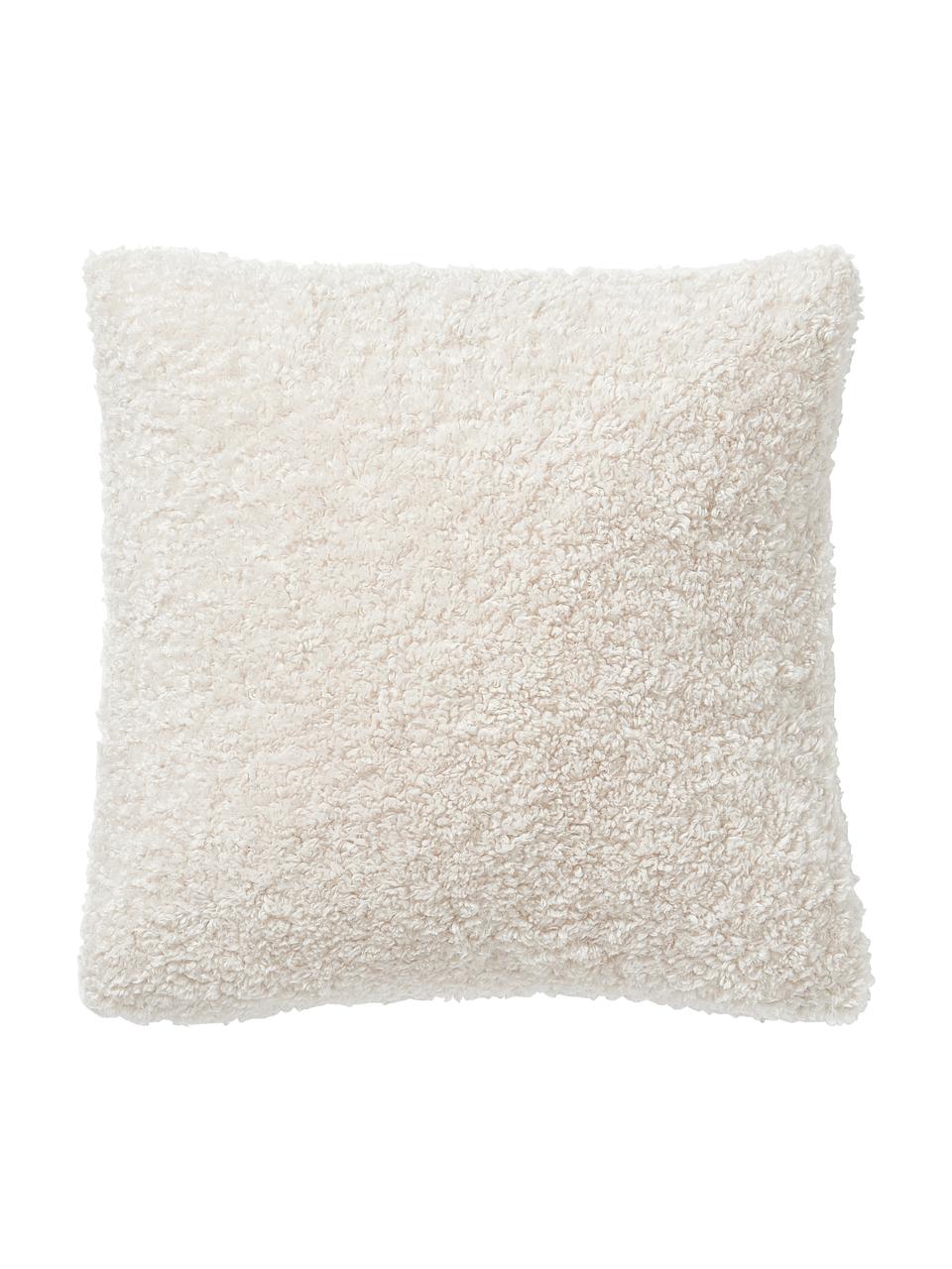 Housse de coussin 45x45 en tissu peluche Dotty, 100 % polyester (tissu peluche), Blanc crème, larg. 45 x long. 45 cm