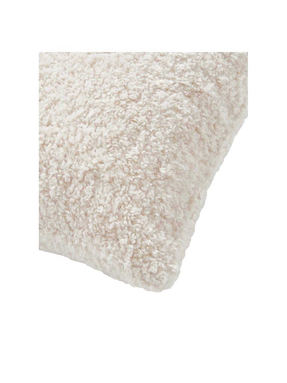 Funda de cojín de borreguillo Dotty, 100% poliéster (borreguillo), Blanco crema, An 45 x L 45 cm