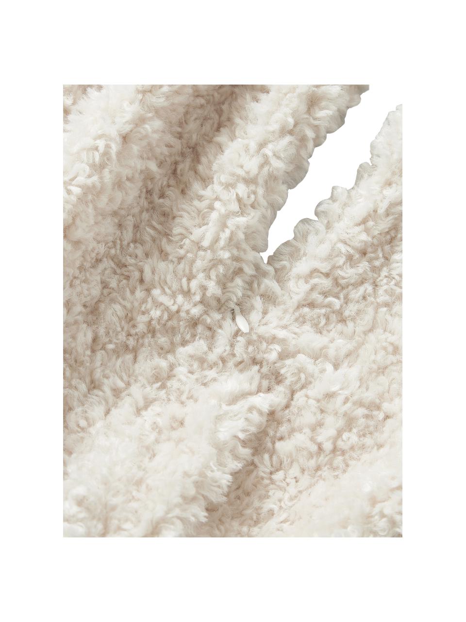 Plyšový povlak na polštář Dotty, 100% polyester (plyšový kožíšek), Krémově bílá, Š 45 cm, D 45 cm