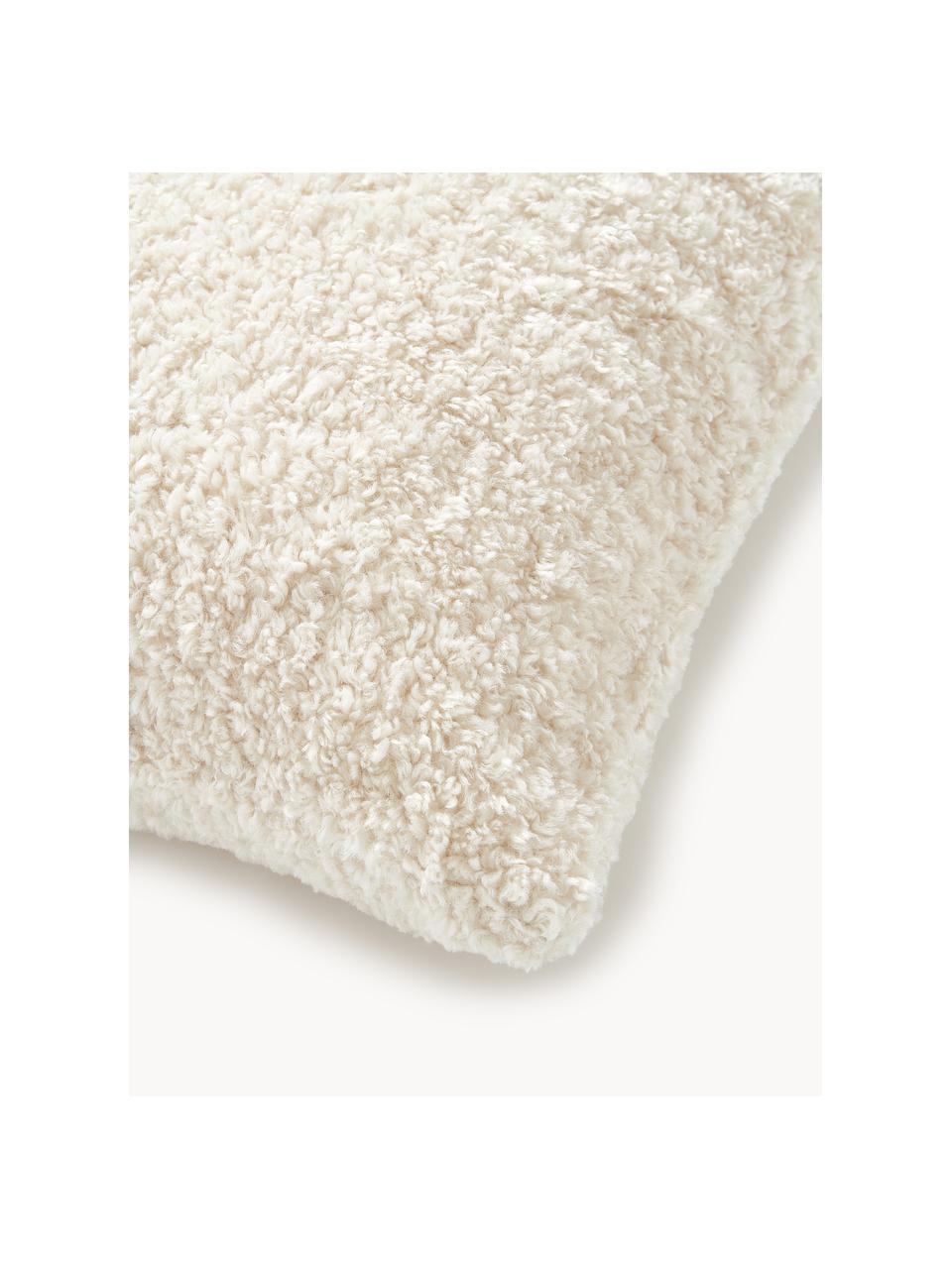 Housse de coussin 45x45 en tissu peluche Dotty, 100 % polyester (tissu peluche), Blanc crème, larg. 30 x long. 70 cm