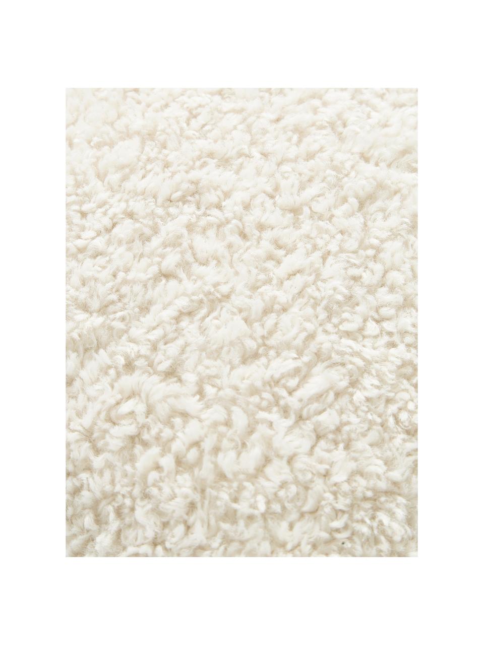Housse de coussin 45x45 en tissu peluche Dotty, 100 % polyester (tissu peluche), Blanc crème, larg. 45 x long. 45 cm
