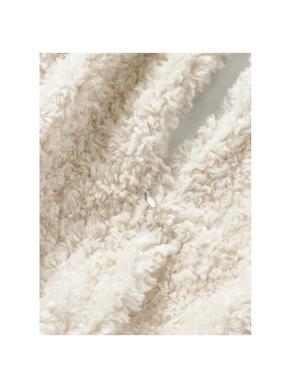 Housse de coussin 45x45 en tissu peluche Dotty, 100 % polyester (tissu peluche), Blanc crème, larg. 30 x long. 70 cm