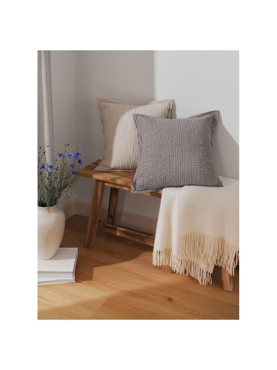 Kussenhoes Stripes in grijs, 100% katoen, Grijs, B 45 x L 45 cm
