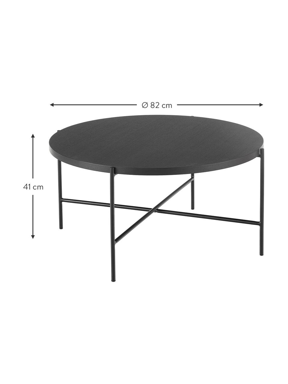 Tavolino da salotto rotondo Mica, Struttura: metallo verniciato a polv, Nero, Ø 82 x Alt. 41 cm
