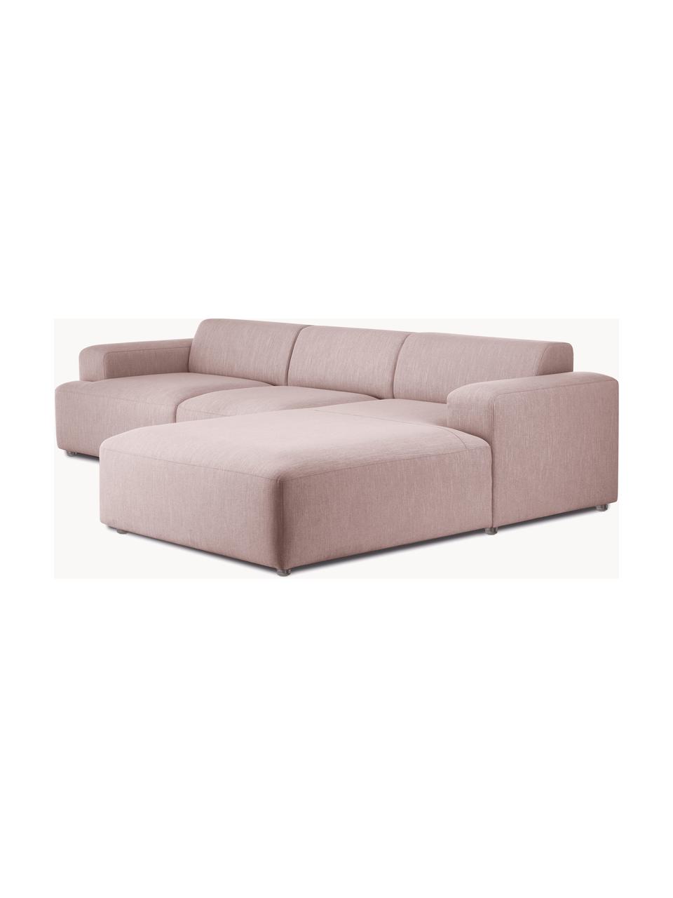 Ecksofa Melva (4-Sitzer), Bezug: 100% Polyester Der hochwe, Gestell: Massives Kiefernholz, Spa, Webstoff Hellrosa, B 319 x T 196 cm, Eckteil rechts