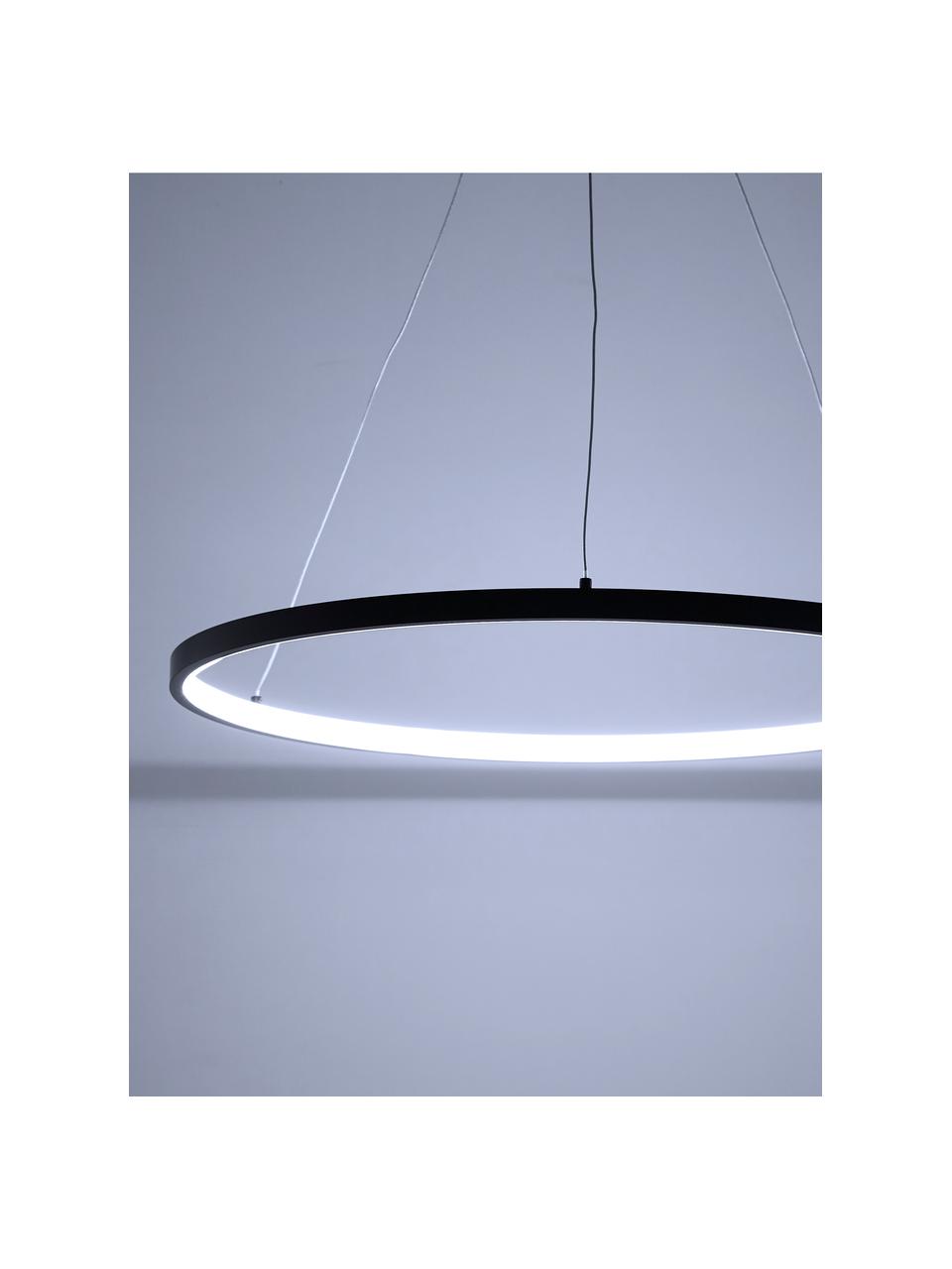 LED hanglamp Jay, Baldakijn: gepoedercoat aluminium, Lampenkap: gepoedercoat aluminium, k, Baldakijn: mat zwart. Lampenkap: mat zwart. Snoer: zilverkleurig, Ø 60 x H 150 cm