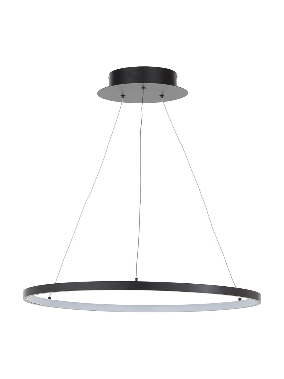 Moderne LED Pendelleuchte Jay, Baldachin: Aluminium, pulverbeschich, Lampenschirm: Aluminium, pulverbeschich, Baldachin: Schwarz, mattLampenschirm: Schwarz, mattKabel: Silberfarben, Ø 60 x H 150 cm