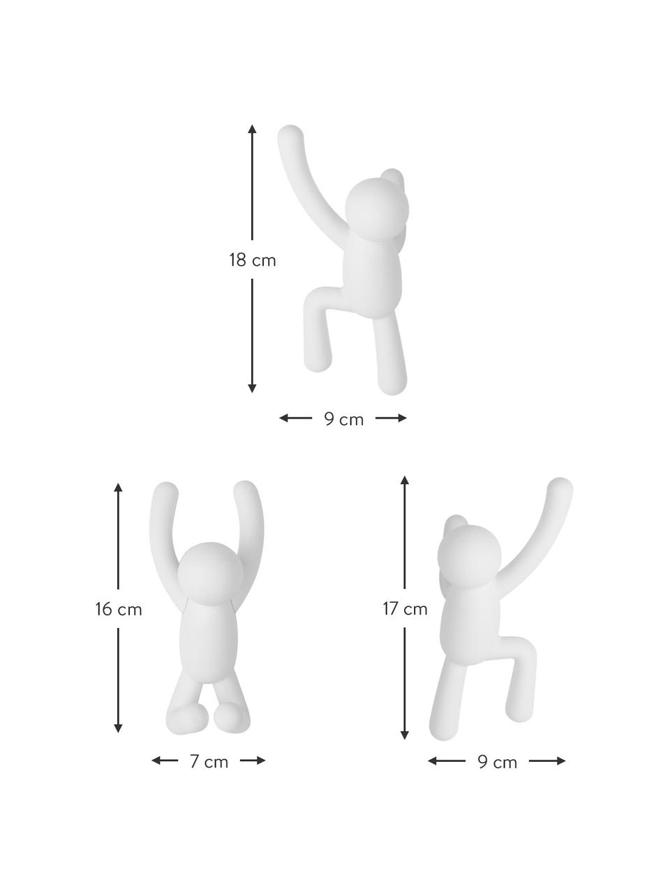 Set de colgadores de diseño Buddy, 3 pzas., Plástico ABS, Blanco, Set de diferentes tamaños