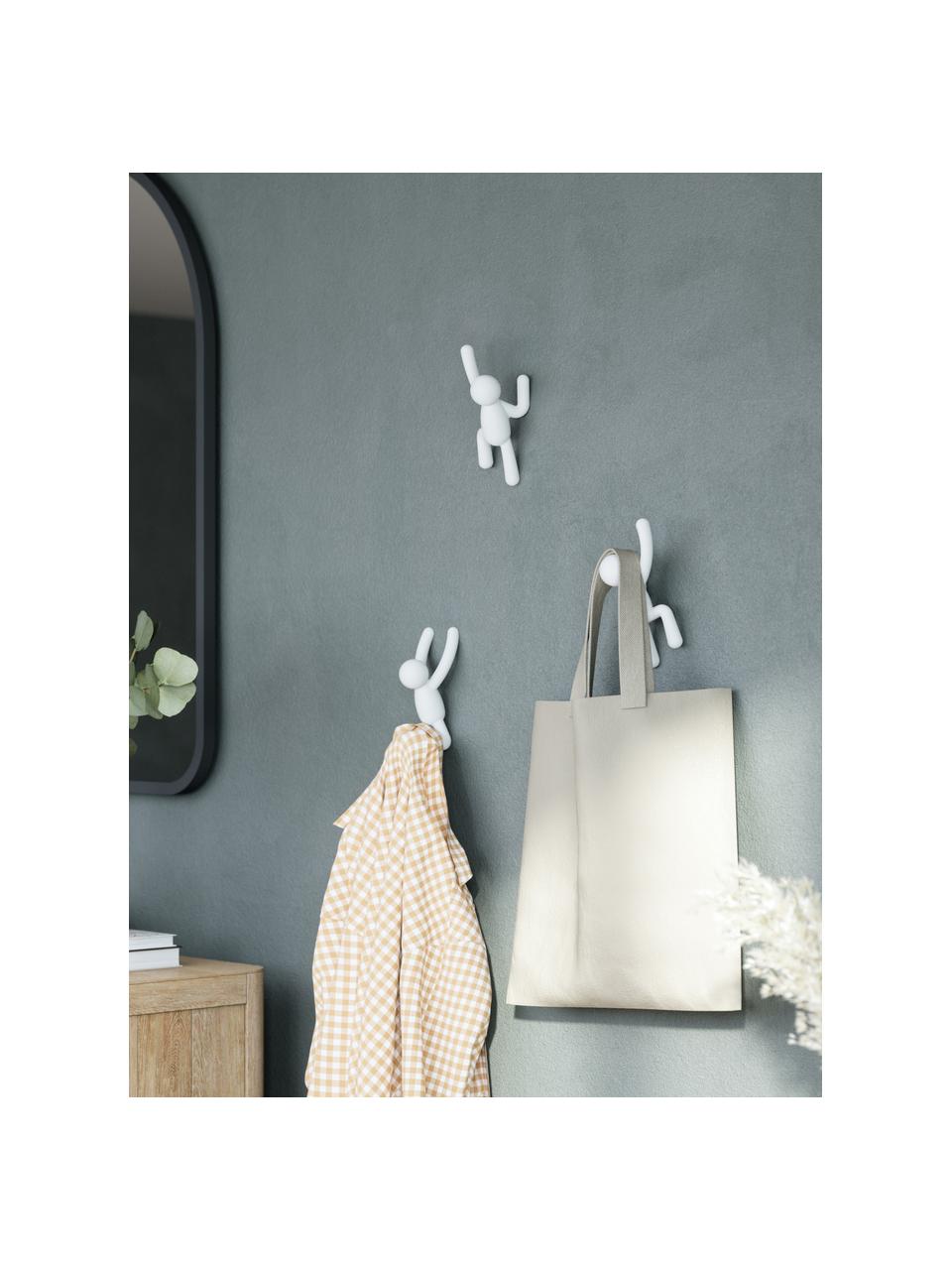 Ganchos de pared de diseño Buddy, 3 uds., Plástico (ABS), Blanco, Set de diferentes tamaños