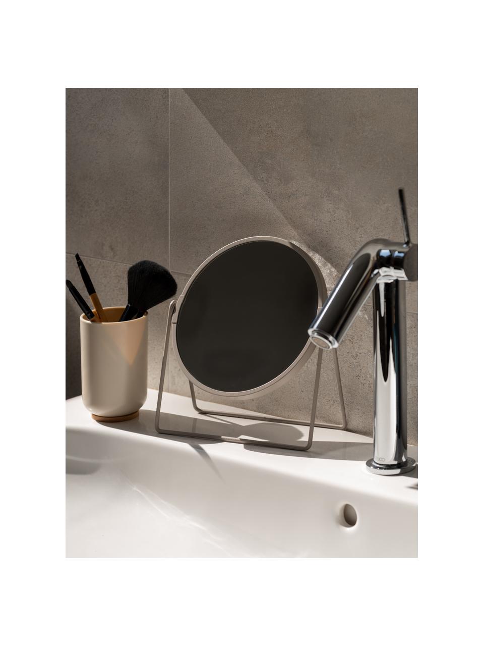 Runder Kosmetikspiegel Enlarge mit Vergrößerung, Rahmen: Kunststoff, Spiegelfläche: Spiegelglas, Greige, B 19 x H 21 cm