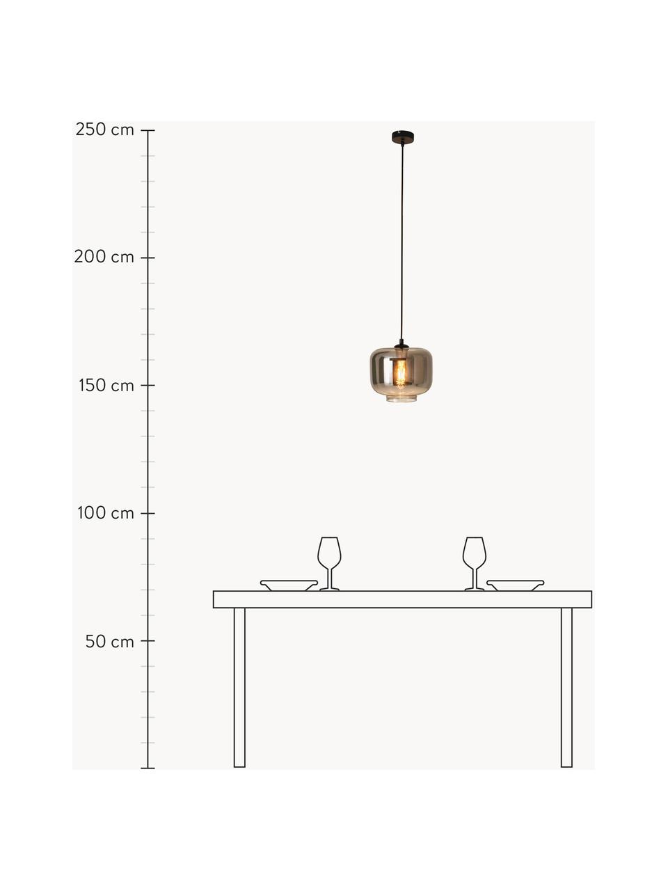 Glas-Pendelleuchte Vaso, Lampenschirm: Glas, Baldachin: Metall, lackiert, Silberfarben, Ø 25 x H 21 cm