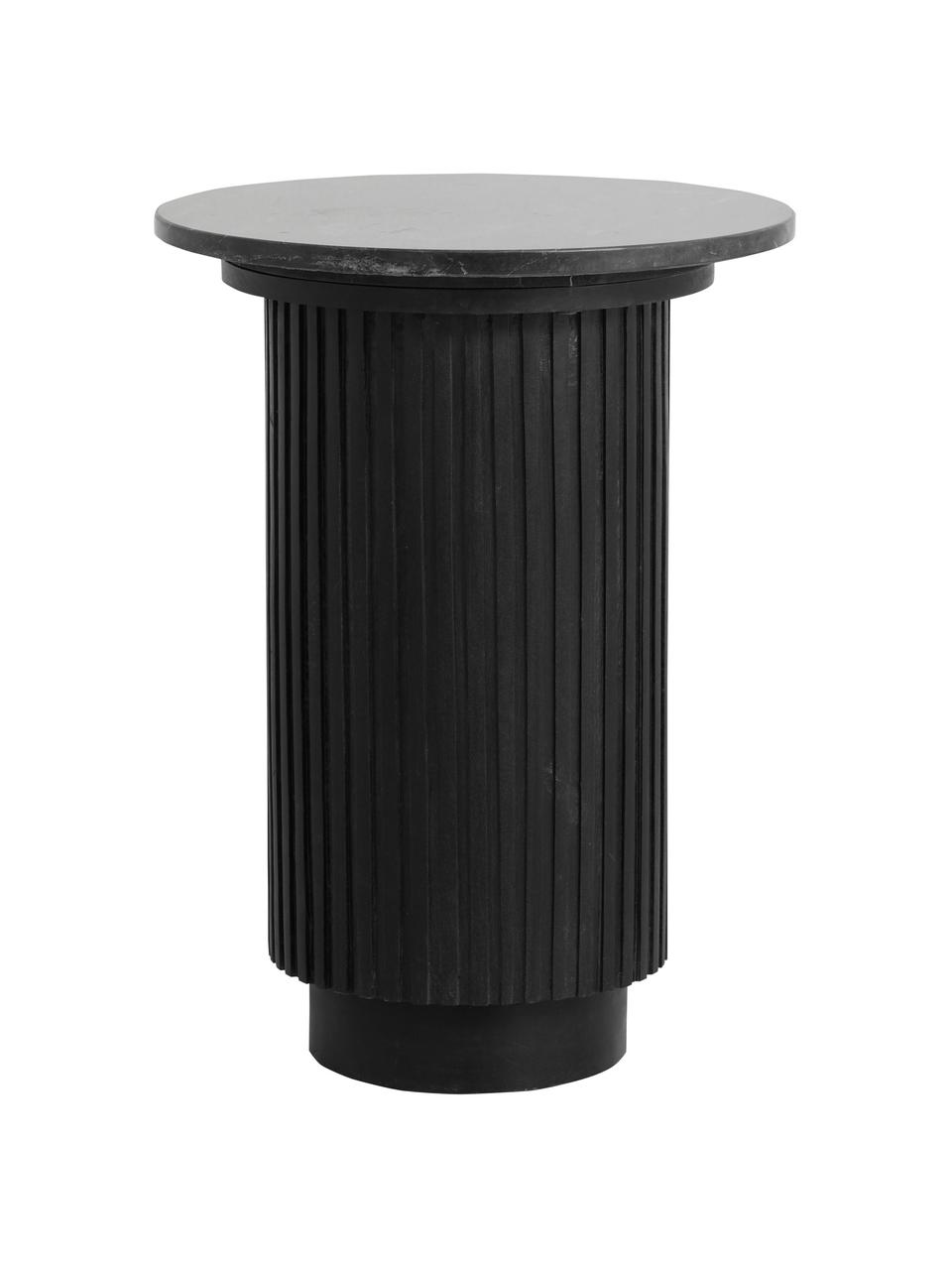 Okrągły stolik pomocniczy z marmurowym blatem Erie, Blat: marmur, Czarny, Ø 40 x W 55 cm