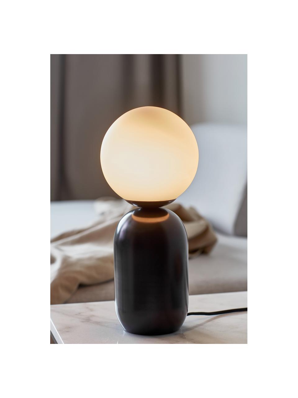 Petite lampe à poser Notti, Blanc, noir, Ø 15 x haut. 35 cm