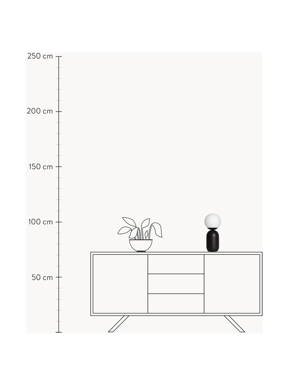 Lámpara de mesa pequeña Notti, Pantalla: vidrio opalino, Cable: cubierto en tela, Blanco, negro, Ø 15 x Al 35 cm