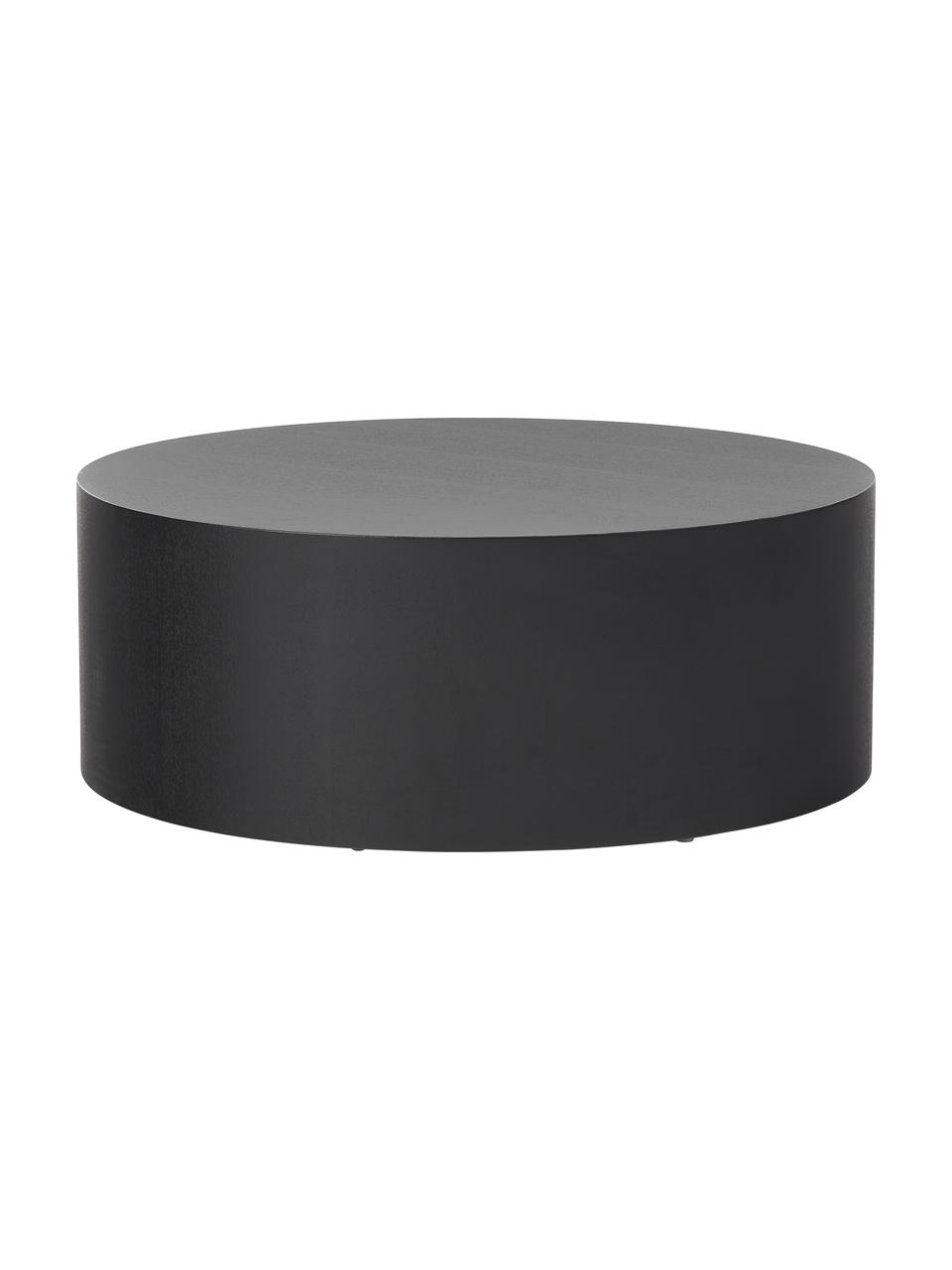 Table basse ronde en bois Dan, MDF (panneau en fibres de bois à densité moyenne) avec placage en frêne, Noir, Ø 80 x haut. 30 cm
