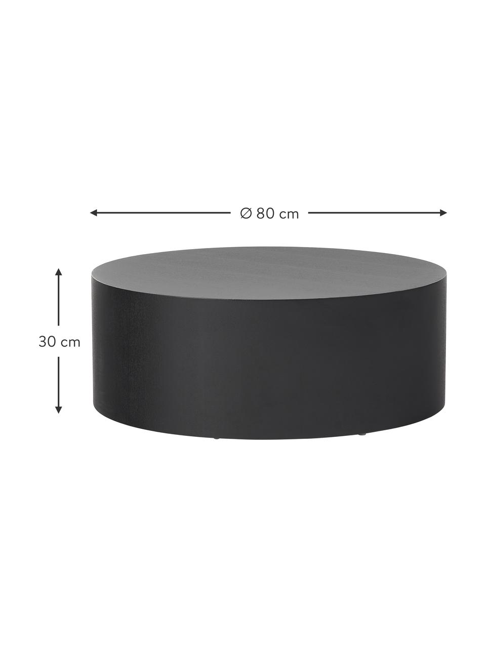 Kulatý dřevěný konferenční stolek Dan, MDF deska, ořechové dřevo, Černá, Ø 80 cm, V 30 cm