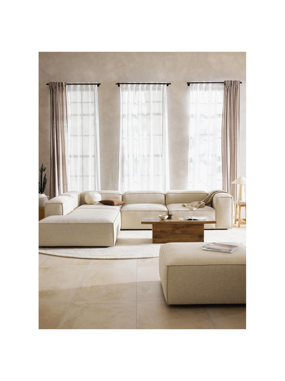 Modulares XL-Ecksofa Lennon aus Leinen-Mix, Bezug: 50 % Viskose, 25 % Leinen, Gestell: Fichtenholz, Sperrholz, m, Füße: Kunststoff Dieses Produkt, Leinen-Mix Beige, B 329 x T 269 cm, Eckteil links