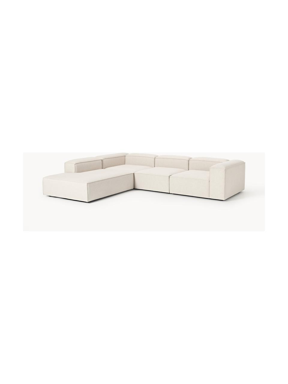 Modulares XL-Ecksofa Lennon aus Leinen-Mix, Bezug: 50 % Viskose, 25 % Leinen, Gestell: Fichtenholz, Sperrholz, m, Füße: Kunststoff Dieses Produkt, Leinen-Mix Beige, B 329 x T 269 cm, Eckteil links