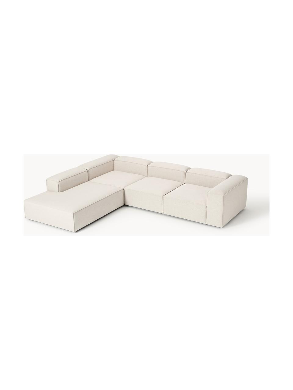 Modulares XL-Ecksofa Lennon aus Leinen-Mix, Bezug: 50 % Viskose, 25 % Leinen, Gestell: Fichtenholz, Sperrholz, m, Füße: Kunststoff Dieses Produkt, Leinen-Mix Beige, B 329 x T 269 cm, Eckteil links