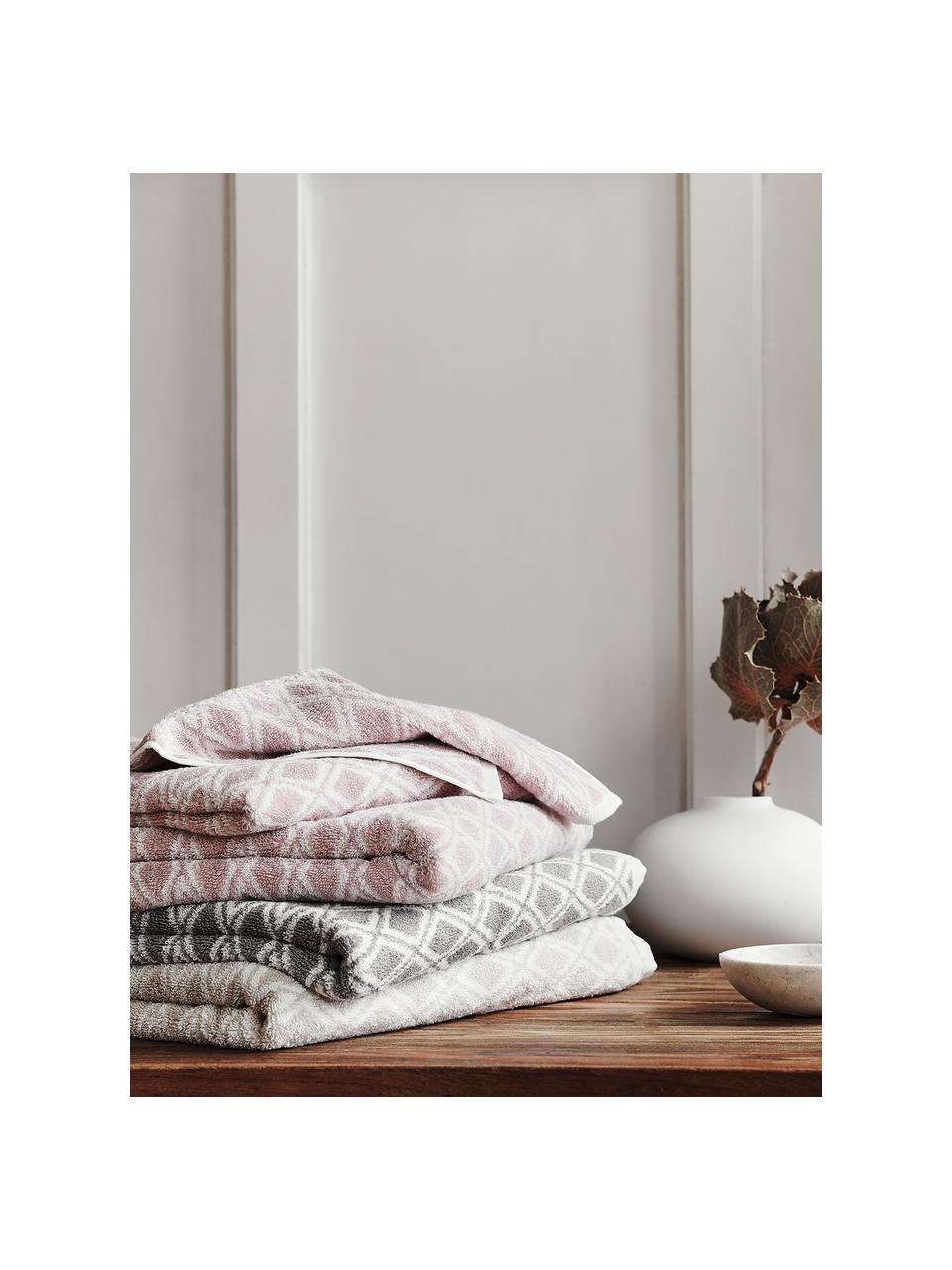 Asciugamano reversibile con motivo grafico Ava, Grigio, bianco crema, Asciugamano, Larg. 50 x Lung. 100 cm, 2 pz.