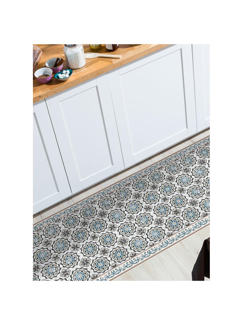 Tapis de cuisine en vinyle Selina, Beige, brun, bleu