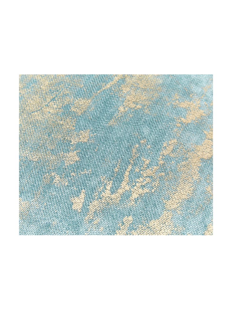 Sametový povlak na polštář s třpytivým vintage vzorem Shiny, Světlé tyrkysová