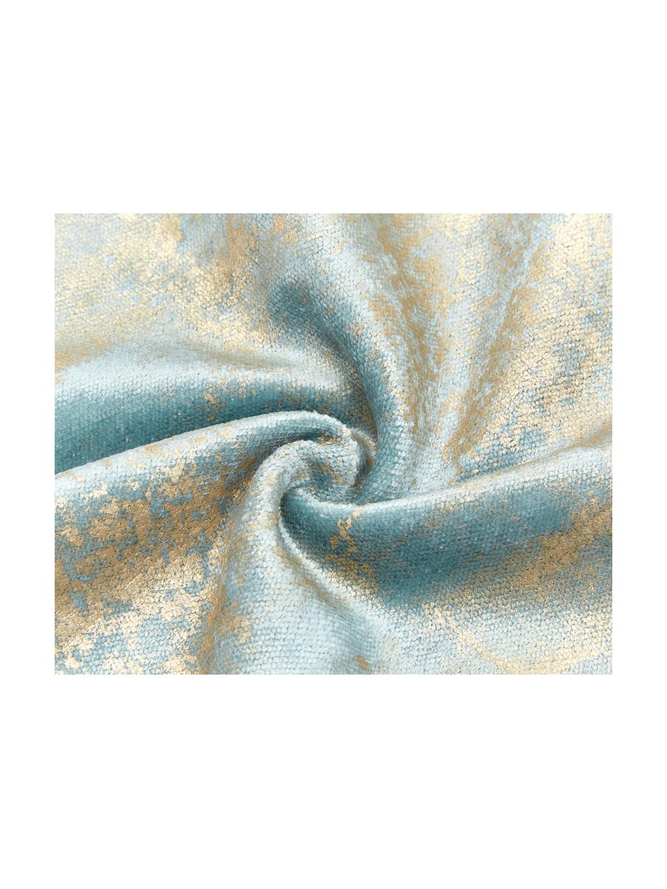 Sametový povlak na polštář s třpytivým vintage vzorem Shiny, Světlé tyrkysová