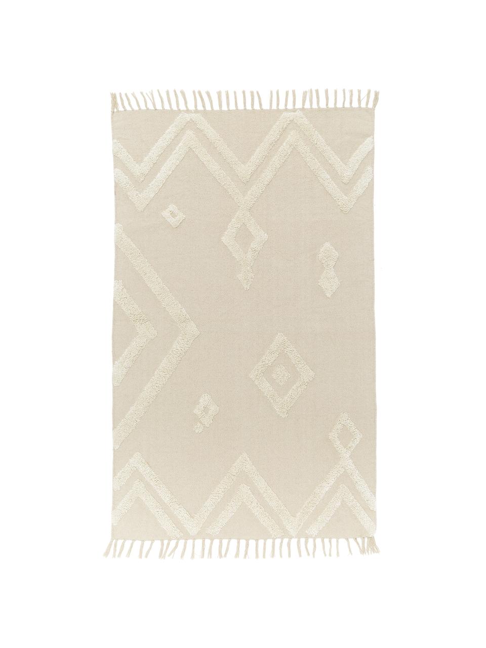 Tapis graphique blanc cassé Canvas, Blanc cassé