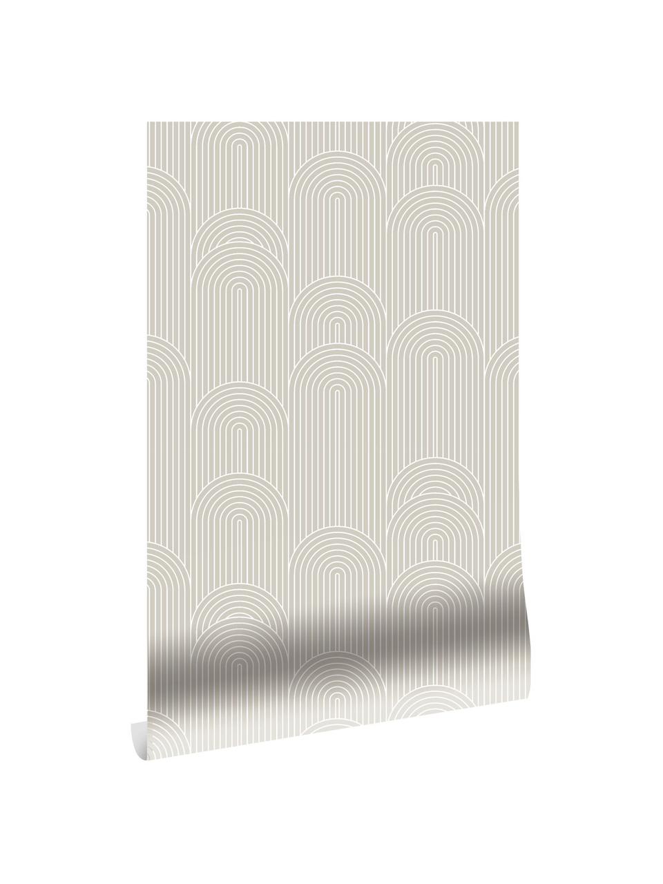 Papier peint beige Lines, Intissé, Beige, larg. 100 x haut. 280 cm