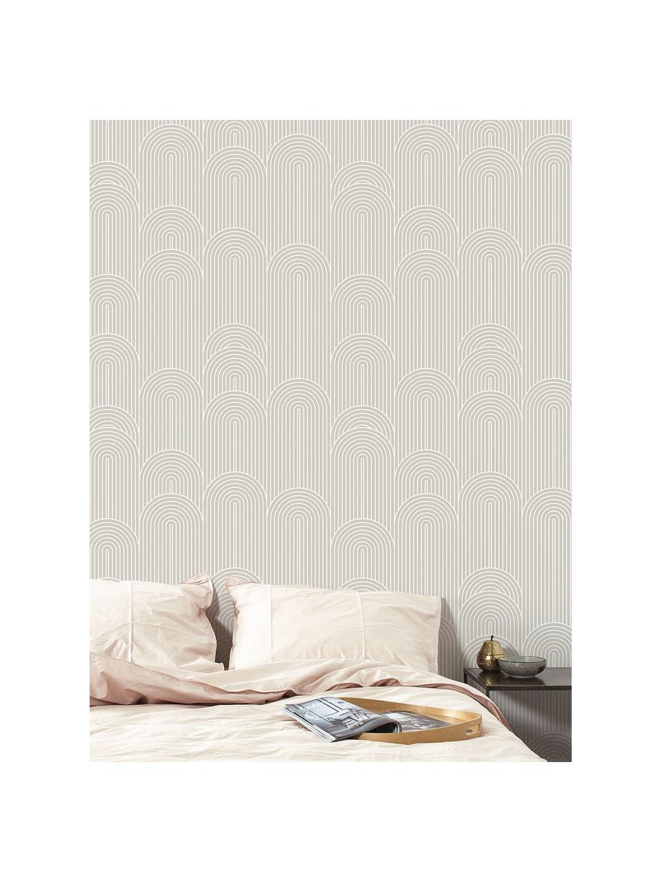 Behang Lines in beige, Vlies, Beige, B 100 cm x H 280 cm